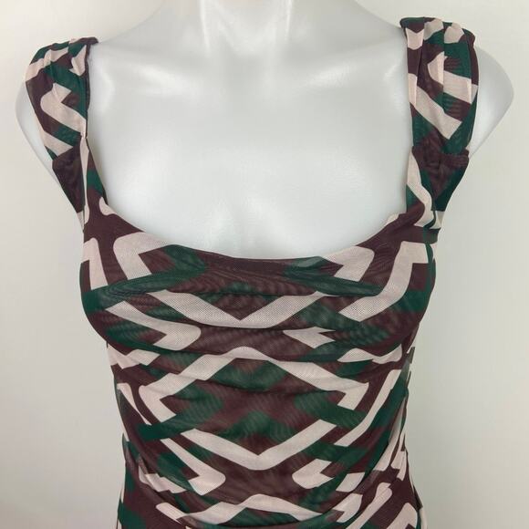 Tiger Mist NWT Multicolor Sleeveless Ruched Slit Open Back Mini Bodycon Dress XS - Picture 3 of 6